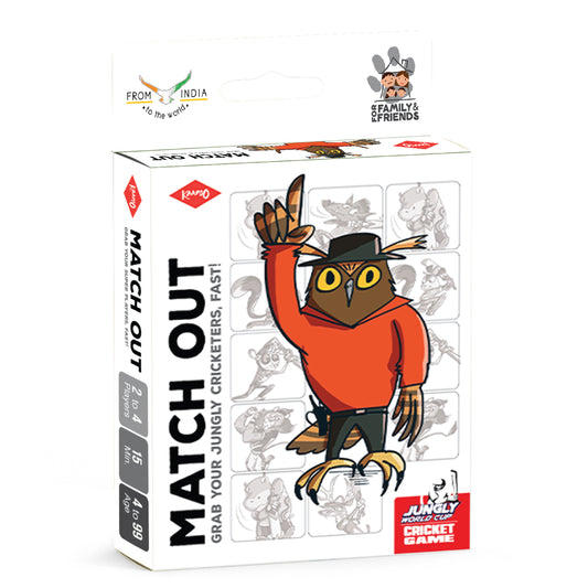 MATCH OUT Card Game- Grab Your JUNGLY CRICKETERS, Fast!