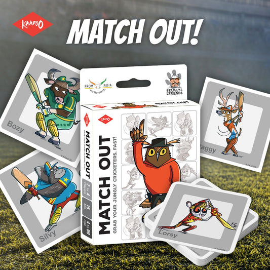 MATCH OUT Card Game - Grab Your JUNGLY CRICKETERS, Fast! (Pack of 5)