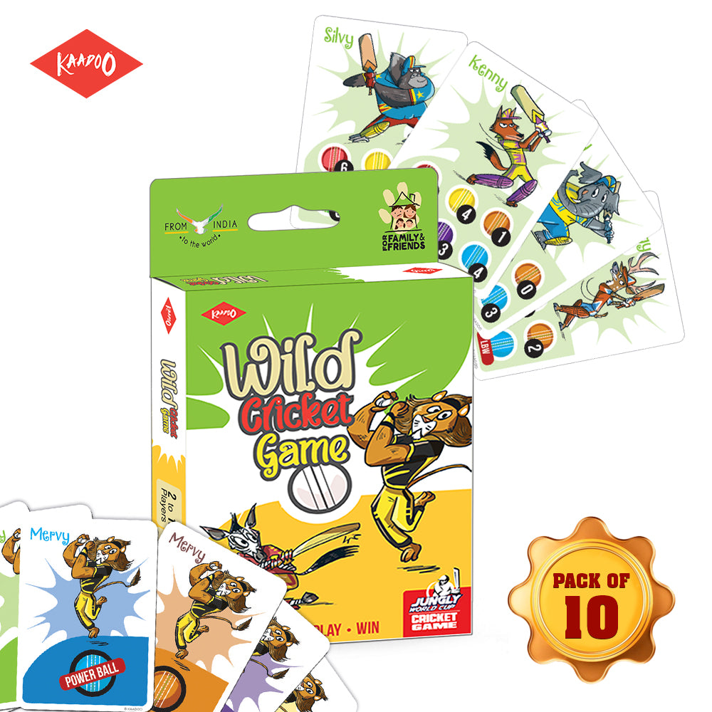 JUNGLY Wild Cricket Card Game (Pack of 10)