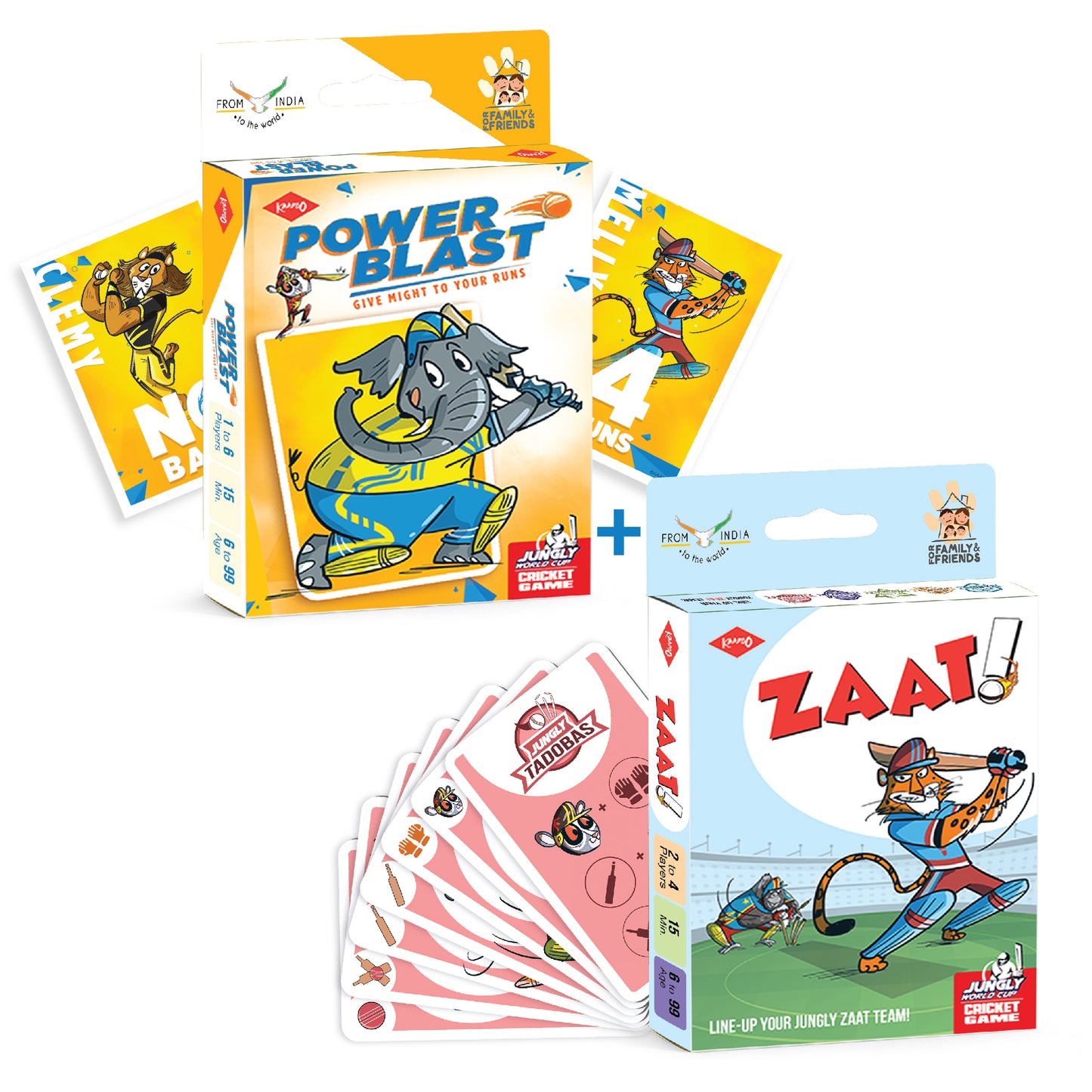 Get 2 for 1 - ZAAT! and POWER BLAST! - Jungly Cricket Card Games - Limited Time Deal