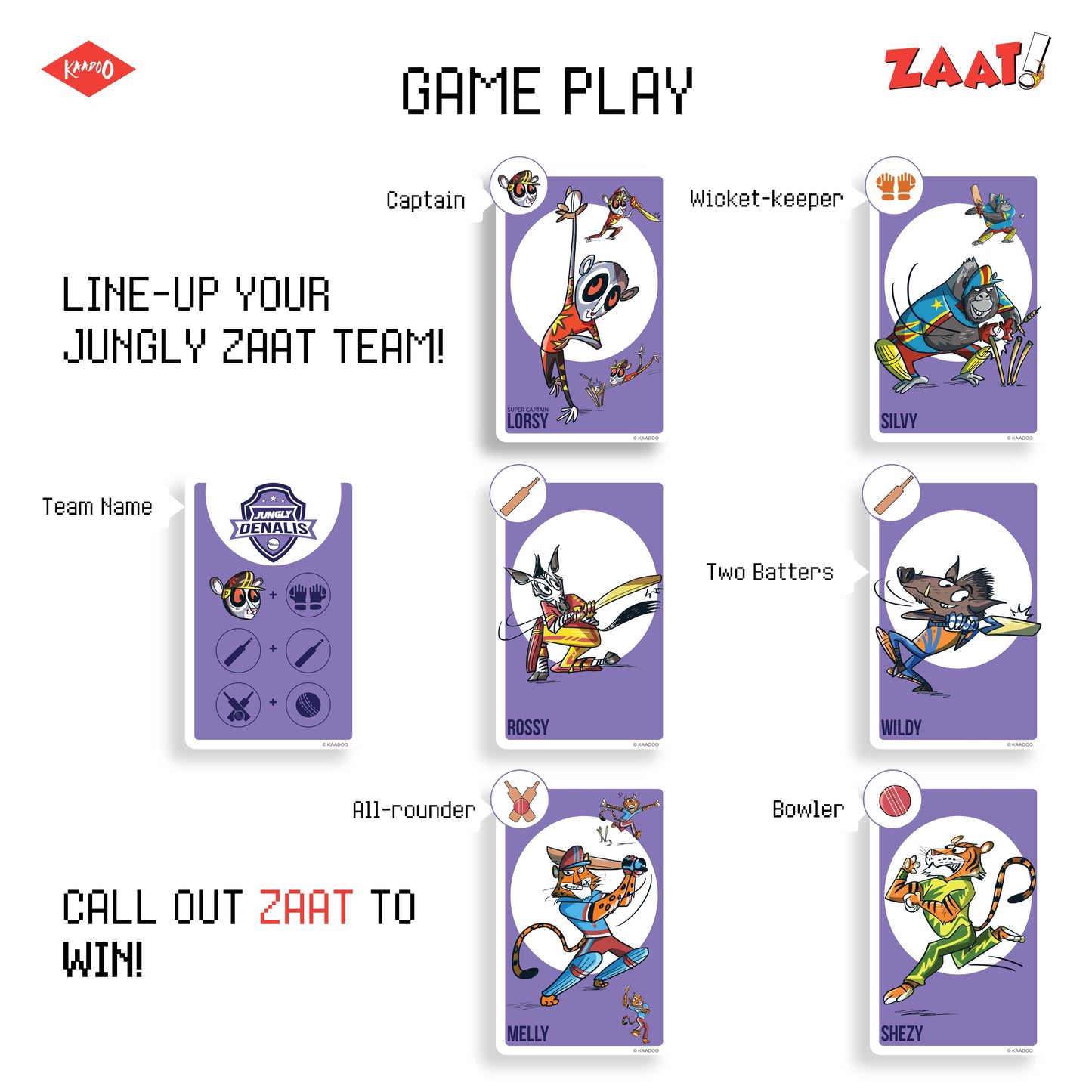ZAAT! Card Game - Line-Up Your JUNGLY ZAAT Team! (Pack of 5)
