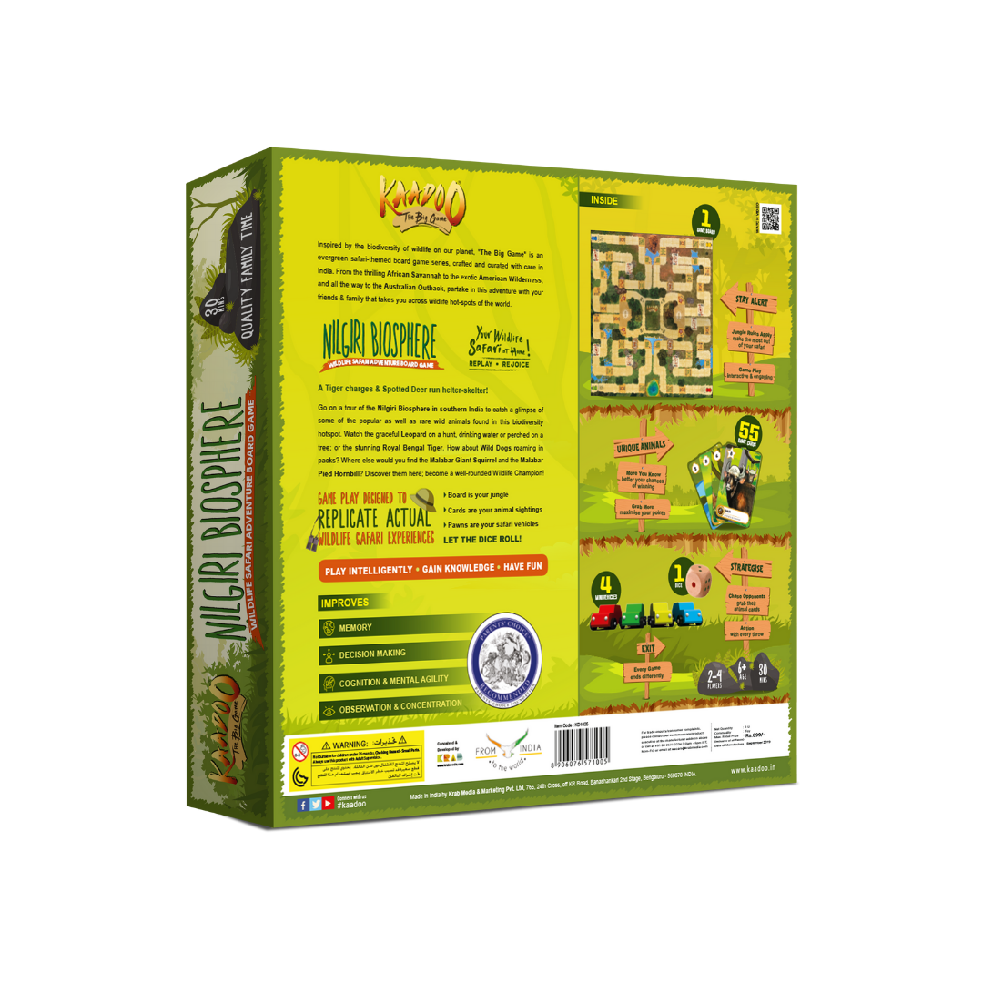 Kaadoo Big Game - Nilgiri Biosphere | Board game for kids and adults | Board games for families | Best board games in India | Made in India | Indian Wildlife
